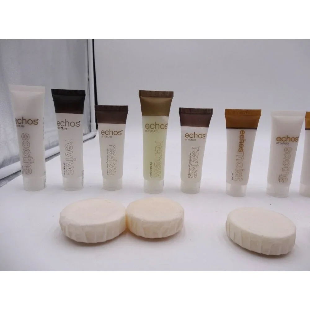 Echos of Nature 25 Pieces Lotion  1.25 oz Soap sealed travel size 1.5 oz Shampoo